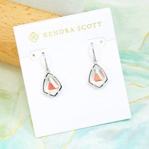 Kendra Scott Cory Dichroic Glass drops earrings Silver Tone